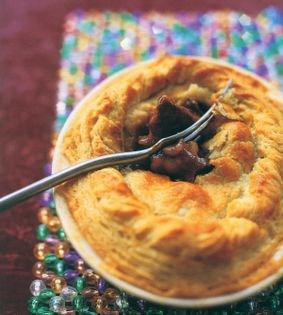 Steak, kidney and mushroom pie in potato pastry
