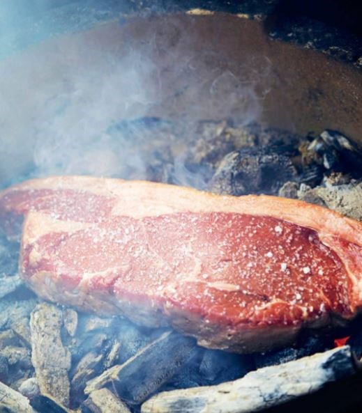 Steak on coals