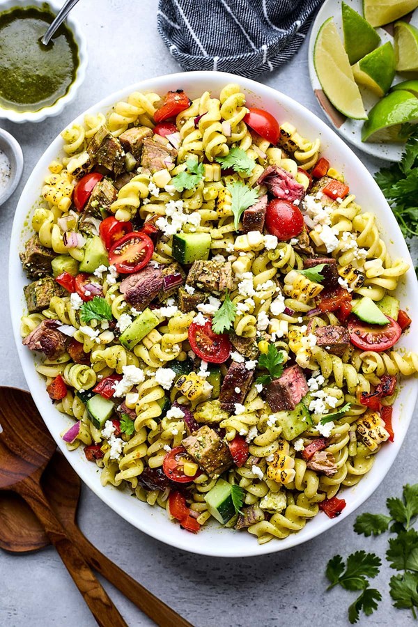 Steak pasta salad