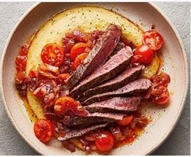 Steak, polenta & rojo sauce