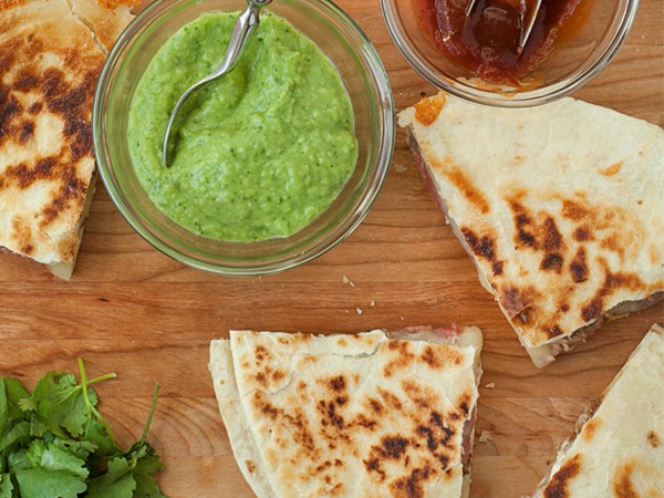 Steak quesadilla with guasacaca sauce