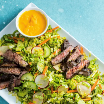 Steak salad with carrot-ginger vinaigrette