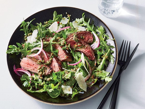 Steak salad with salsa verde vinaigrette