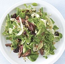 Steak salad with shaved fennel and dried cherries
