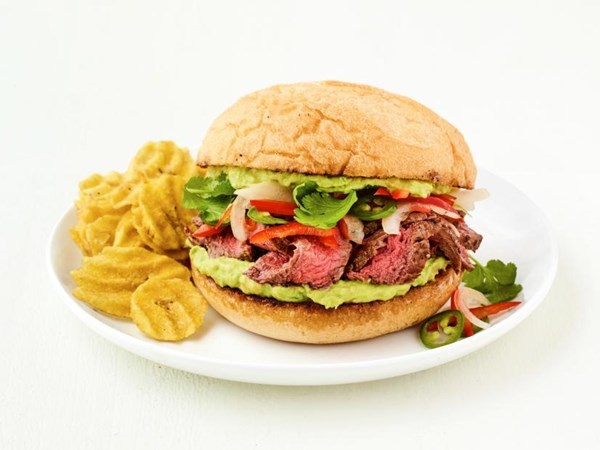 Steak sandwiches with spicy peppers and onions 