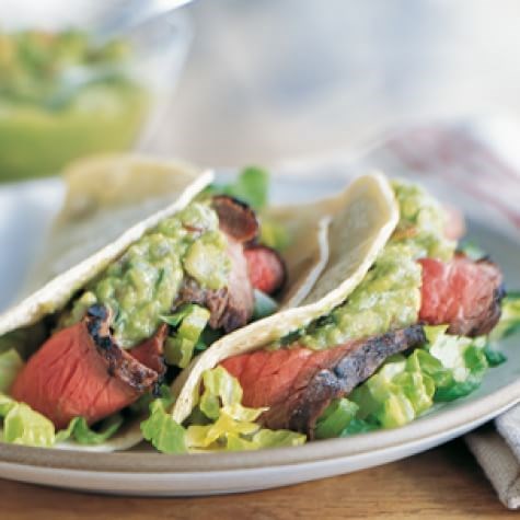 Steak tacos with guacamole