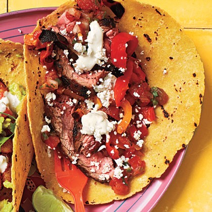 Steak tacos with lime mayo