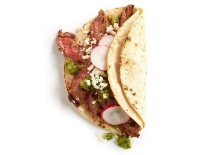 Steak tacos with tomatillo salsa