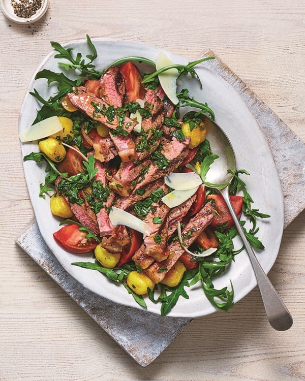 Steak tagliata with crispy fried gnocchi 
