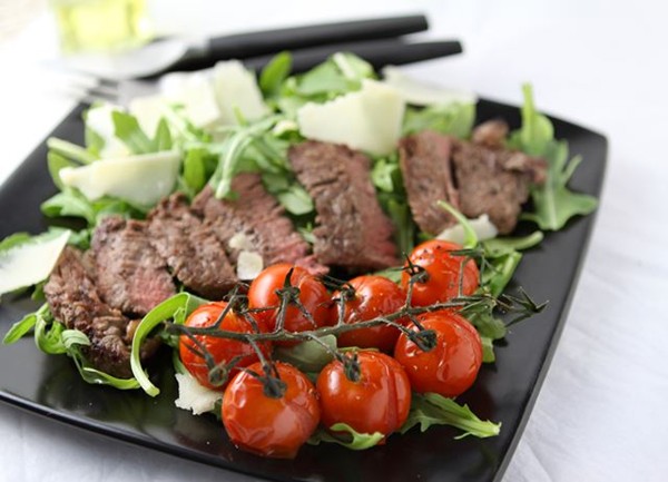 Steak tagliata with roasted Piccolo vine tomatoes