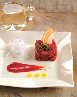 Steak tartare with shiso, tonburi, and gochujang
