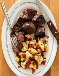 Steak tips with cauliflower