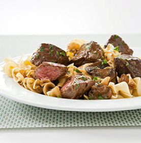 Steak tips with mushroom-onion gravy