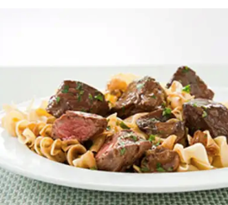 Steak tips with mushroom-onion gravy