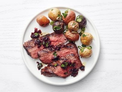 Steak with cherry tapenade