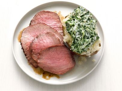 Steak with creamed spinach potatoes