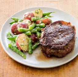 Steak with Dijon green bean-potato salad