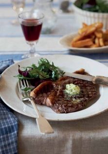 Steak with herb and lemon butter (Steak au beurre d'herbes et citron)