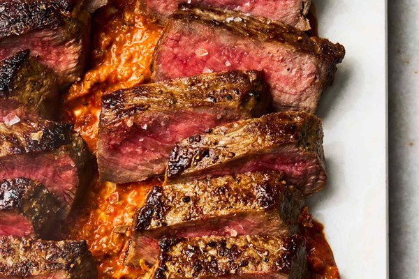 Steak with miso-pistachio romesco [Masako Morishita]