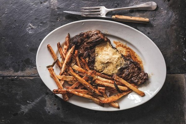 Steak with mustard butter