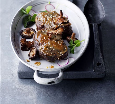 Steak with shiitake and miso sauce