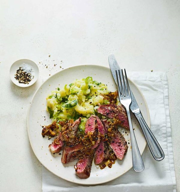 Steak with sprout colcannon