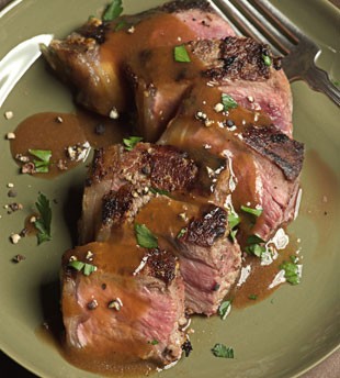 Steak with stout pan sauce