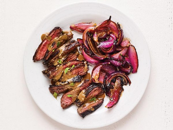 Steak with sweet-and-sour onions 