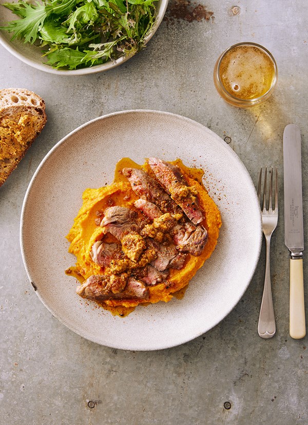 Steaks with togarashi, soy and ginger butter