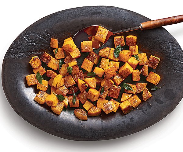 Steam-roasted butternut squash with crispy sage