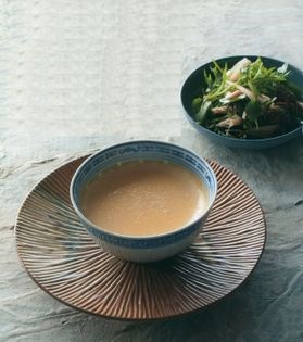 Steamed abalone custard with poached chicken salad