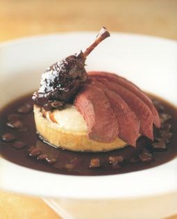 Steamed and braised mallard with a parsnip tart