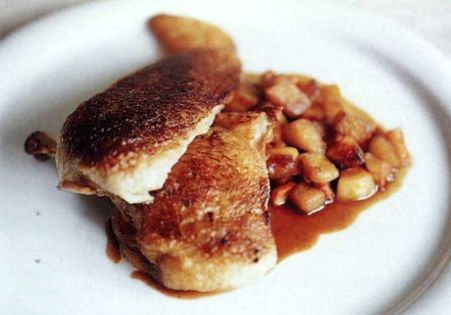 Steamed and crisp-fried duck with spiced winter vegetables