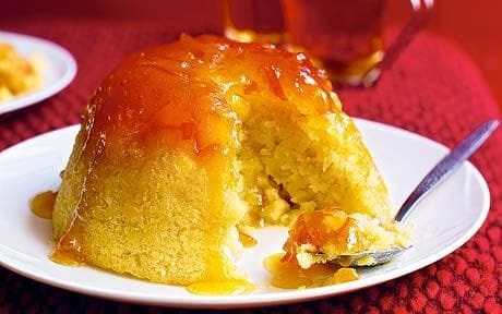 Steamed apple and marmalade sponge