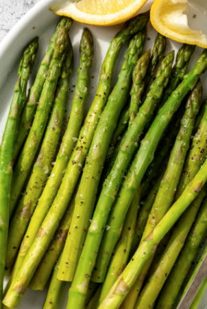 Steamed asparagus