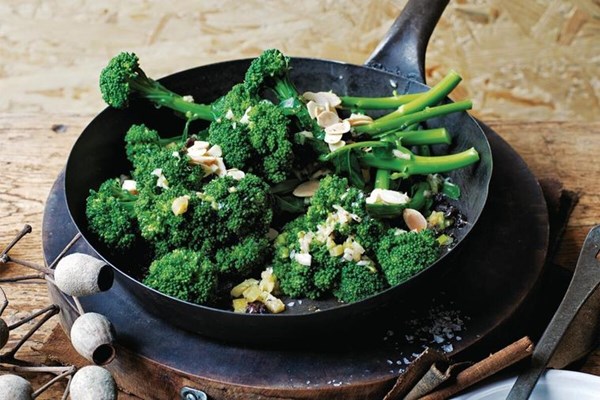 Steamed broccolini, preserved lemon, almond