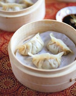 Steamed chicken and mushroom dumplings