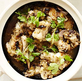Steamed chicken with preserved black beans and ginger