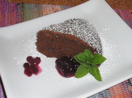 Steamed chocolate-cafe latte pudding