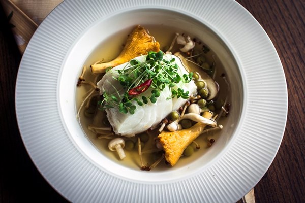  Steamed cod in a light Japanese broth