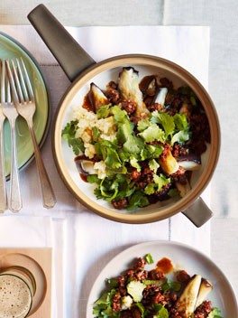 Steamed eggplant with three flavours