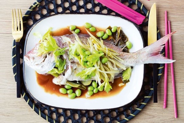 Steamed fish with vegies