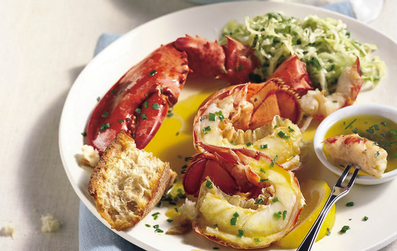 Steamed lobster with lemon-herb butter