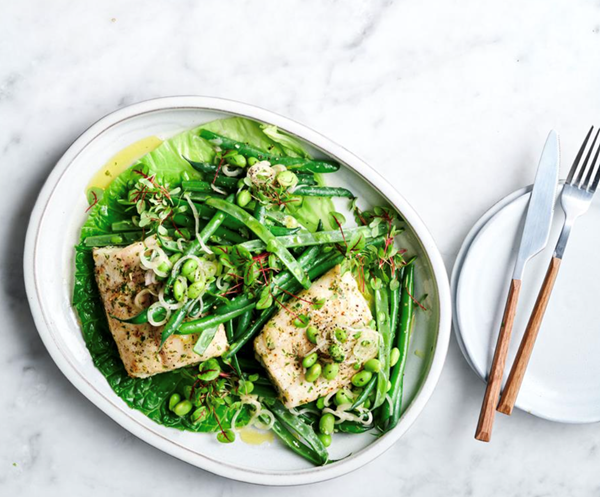 Steamed Murray cod with whipped lemon myrtle butter