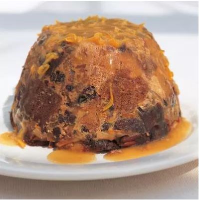 Steamed panettone pudding with Eliza Acton's hot punch sauce