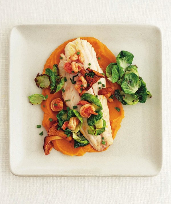 Steamed red snapper with roasted butternut squash puree