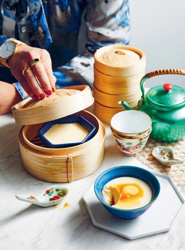 Steamed savoury egg two ways (Egg tofu)