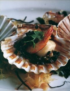 Steamed scallops & tiger prawns with black bean sauce