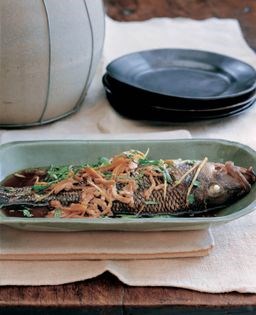 Steamed sea bass with shredded pork
