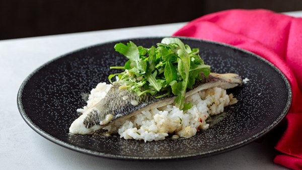 Steamed sea bream with spiced cocout sauce and jasmine rice